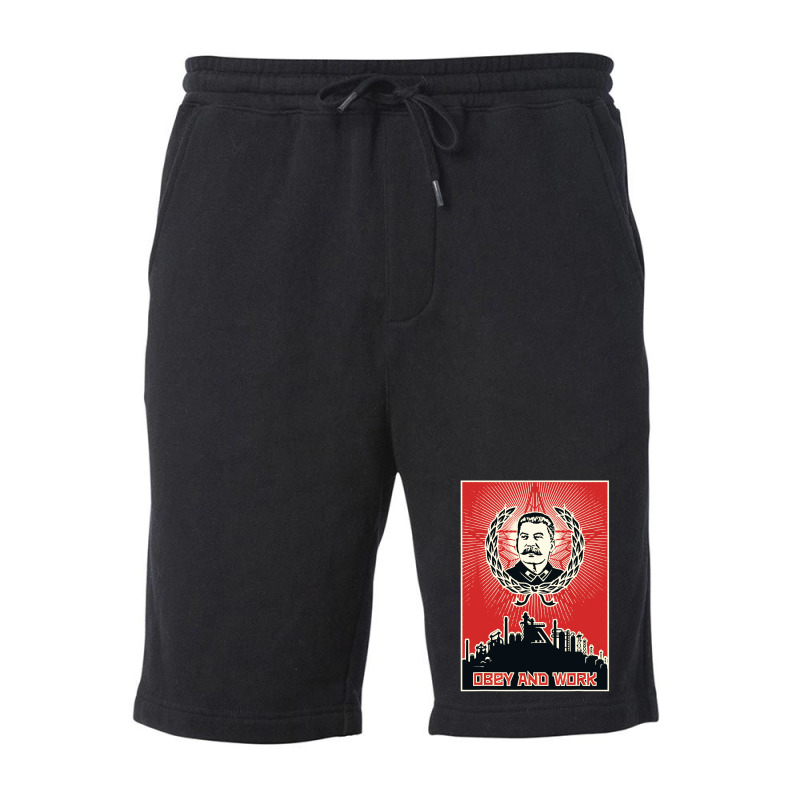 Obey And Work Stalin Fleece Short by jurdex Tees | Artistshot