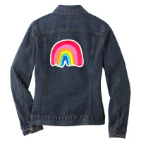 Abstract Rainbow Arcs Kraft 60983945 Ladies Denim Jacket | Artistshot