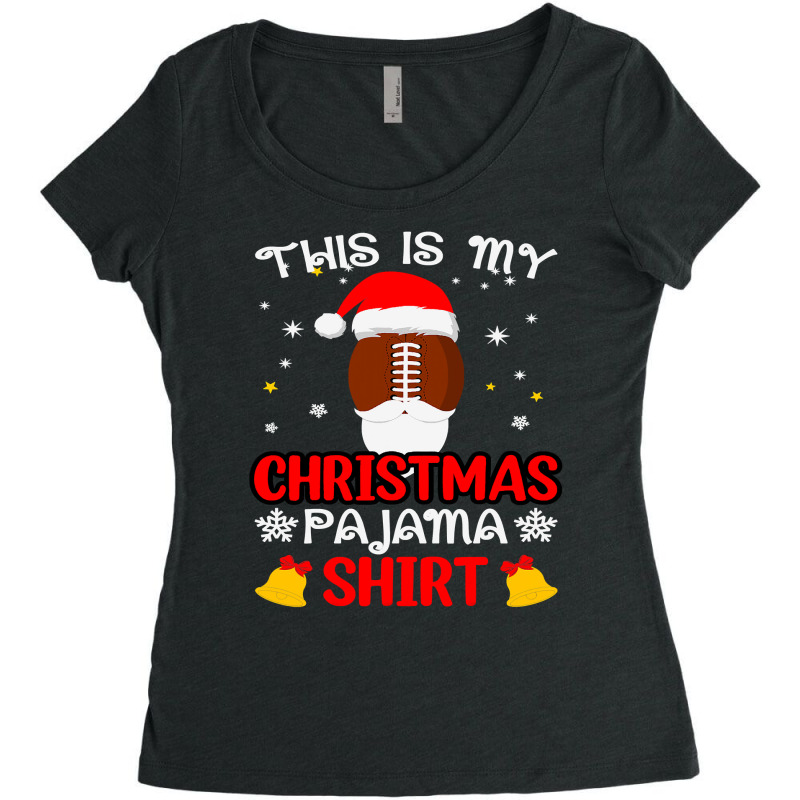 Football This Is My Christmas Pajama Funny Santa Football 412 Women's Triblend Scoop T-shirt by circularflap | Artistshot