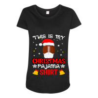 Football This Is My Christmas Pajama Funny Santa Football 412 Maternity Scoop Neck T-shirt | Artistshot