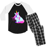 Unicorn Attitude T Shirt Men's 3/4 Sleeve Pajama Set | Artistshot