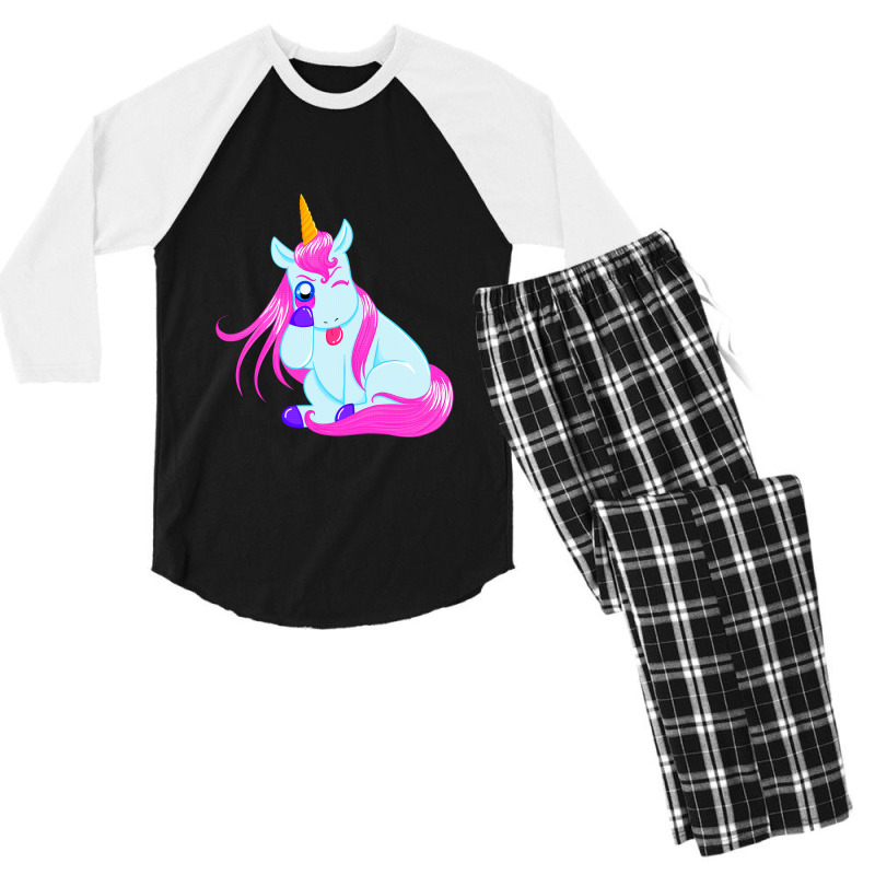 Unicorn Attitude T Shirt Men's 3/4 Sleeve Pajama Set | Artistshot