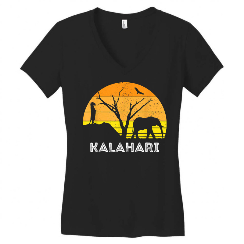 Kalahari Desert Elephant Meerkat Sunset Safari Africa T Shirt Women's V-Neck T-Shirt by dequariusgoblirsch | Artistshot