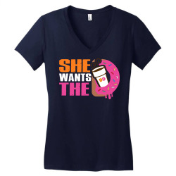 She Wants The D Dunkin Donuts Women's V-Neck T-Shirt | Artistshot