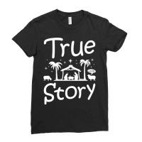 Christian Lame Story Christmas Nativity Scene Catholic Jesus Manger 11 Ladies Fitted T-shirt | Artistshot