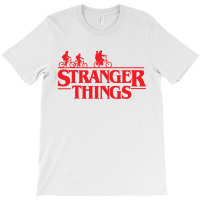 Stranger  Bike Ride Upside Down Silhouette T-shirt | Artistshot