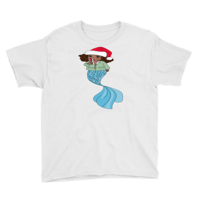 Merry Xmas Cute Black Mermaid Santa Hat Ugly Christmas Youth Tee Designed By Nisart