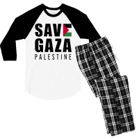 Save Gaza Quote Men's 3/4 Sleeve Pajama Set | Artistshot