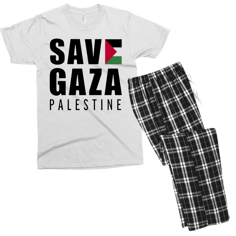 Save Gaza Quote Men's T-shirt Pajama Set by atereabag | Artistshot