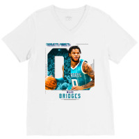 Miles Bridges Basketball V-neck Tee | Artistshot