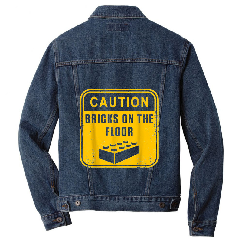 Caution Bricks On Floor Master Builder Building Blocks Men Denim Jacket by saterseim | Artistshot