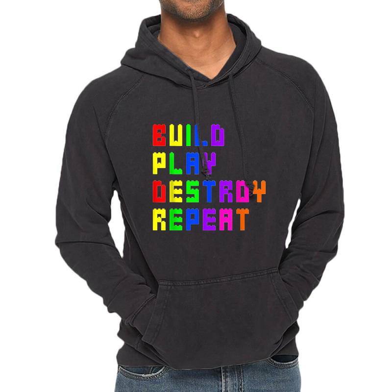 Build Play Destroy Building Blocks Master Builder Engineer Vintage Hoodie | Artistshot