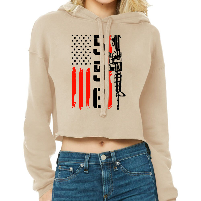 Ar 15 American Flag   Ar15 Rifle Sling Cropped Hoodie by jessicafreya | Artistshot