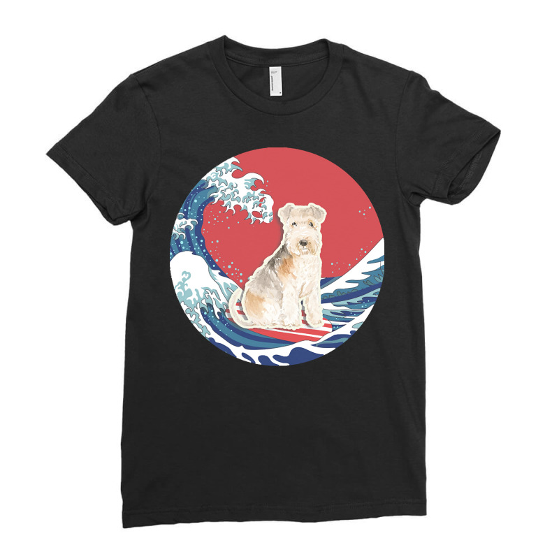 Lakeland Terrier T  Shirt Lakeland Terrier Gifts   Ocean Waves Surfing Ladies Fitted T-Shirt by tamia77738 | Artistshot