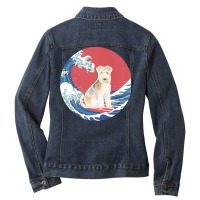 Lakeland Terrier T  Shirt Lakeland Terrier Gifts   Ocean Waves Surfing Ladies Denim Jacket | Artistshot