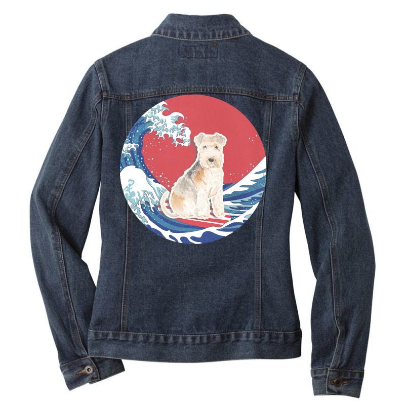 Lakeland Terrier T  Shirt Lakeland Terrier Gifts   Ocean Waves Surfing Ladies Denim Jacket by tamia77738 | Artistshot