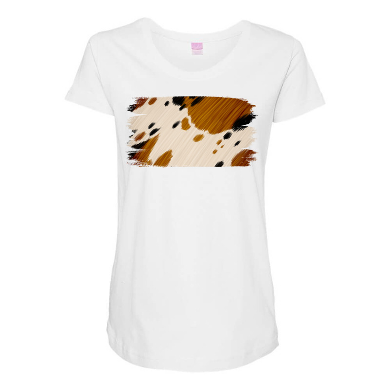 Cowhide Black And Light Brown Brushstroke Maternity Scoop Neck T-shirt | Artistshot