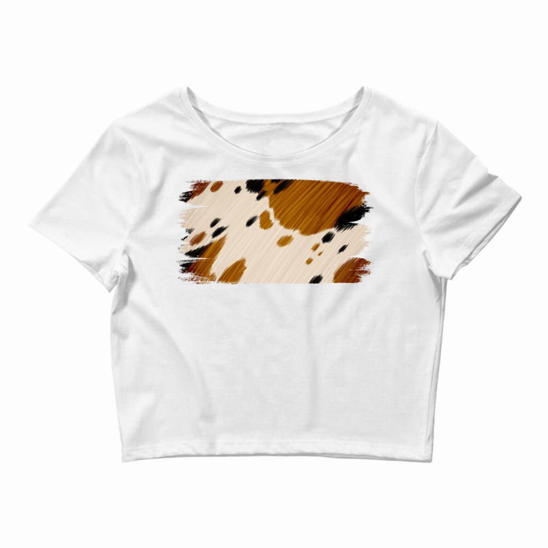 Cowhide Black And Light Brown Brushstroke Crop Top | Artistshot