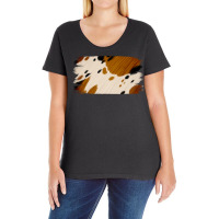 Cowhide Black And Light Brown Brushstroke Ladies Curvy T-shirt | Artistshot