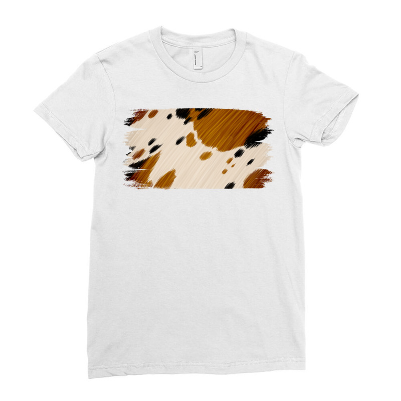 Cowhide Black And Light Brown Brushstroke Ladies Fitted T-shirt | Artistshot