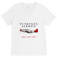 Red Tails P 51 V-neck Tee | Artistshot