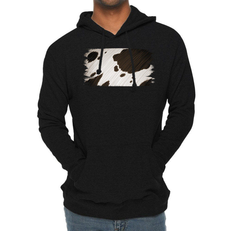 Cowhide Black And White Brush Strokes Background Lightweight Hoodie | Artistshot