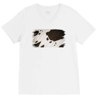 Cowhide Black And White Brush Strokes Background V-neck Tee | Artistshot