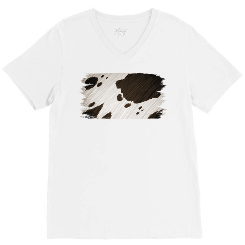 Cowhide Black And White Brush Strokes Background V-neck Tee | Artistshot