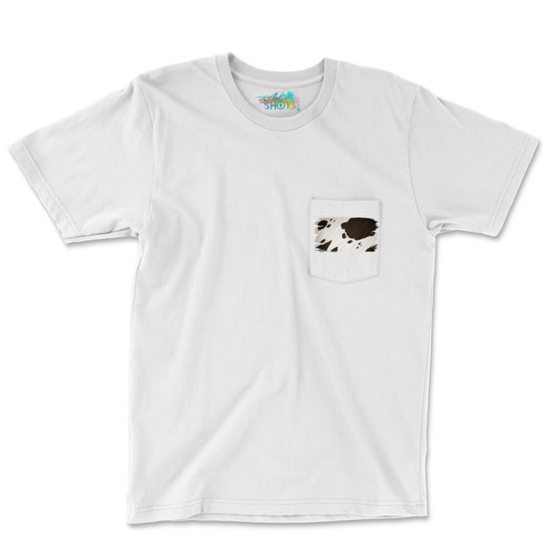 Cowhide Black And White Brush Strokes Background Pocket T-shirt | Artistshot