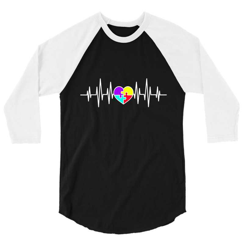 Colorful Puzzle Heartbeat  T Shirt 3/4 Sleeve Shirt | Artistshot