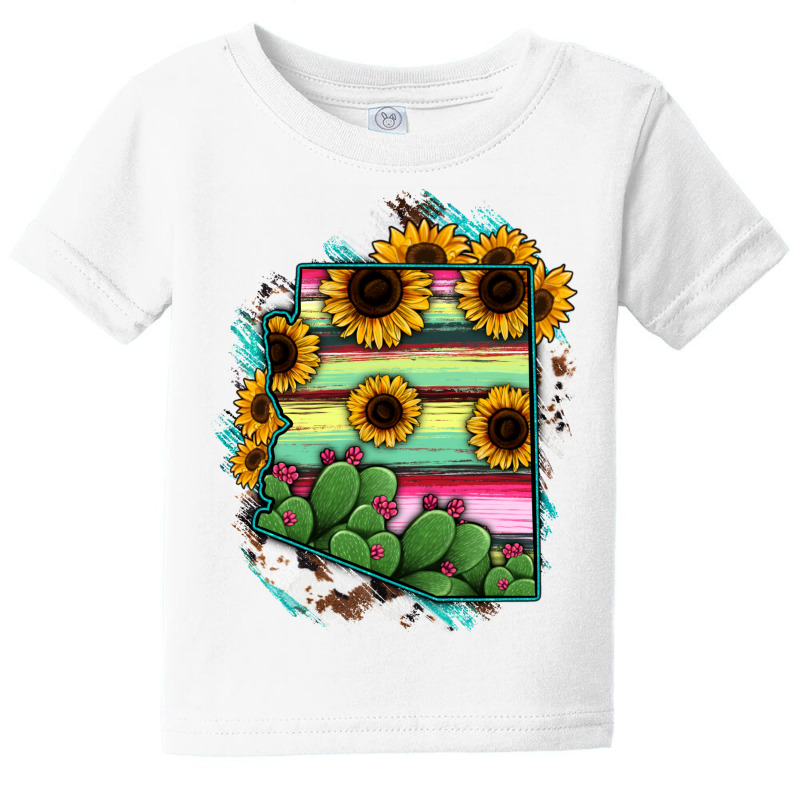 Arizona Map Sunflower Cactus Serape Baby Tee | Artistshot