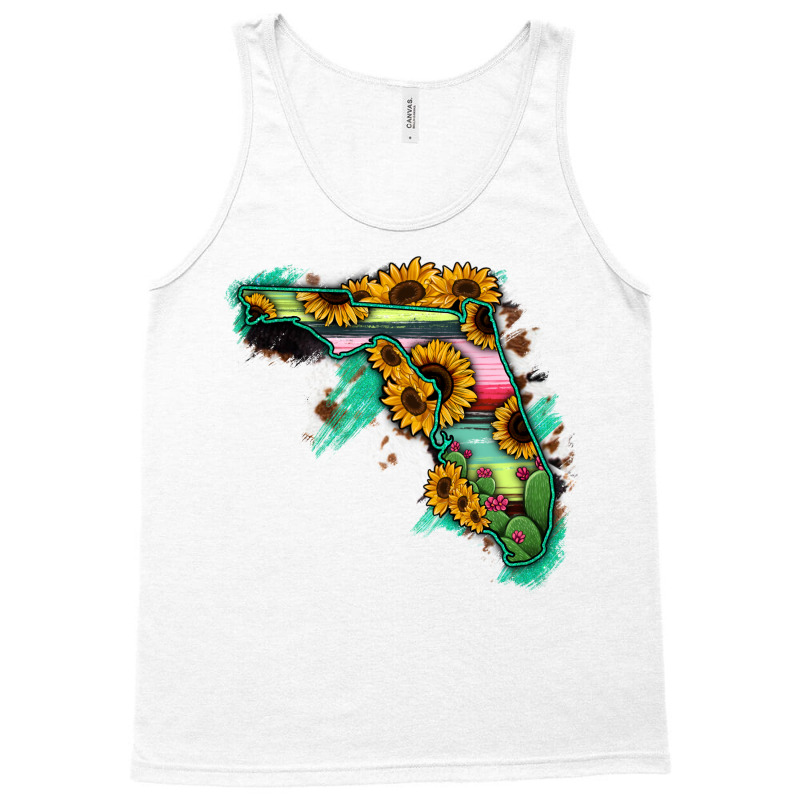 Florida Map Sunflower Cactus Serape Tank Top | Artistshot