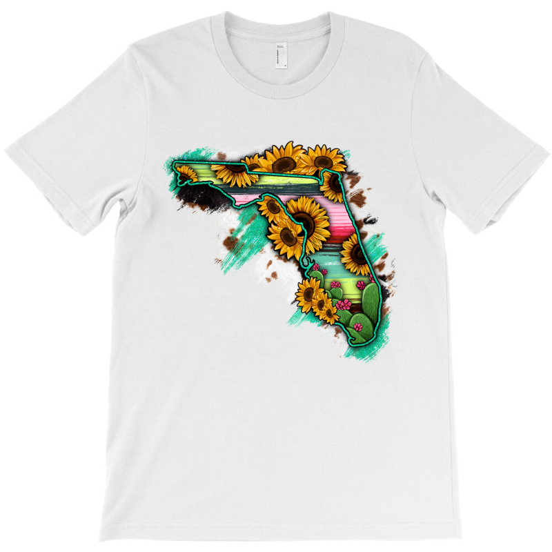 Florida Map Sunflower Cactus Serape T-shirt | Artistshot