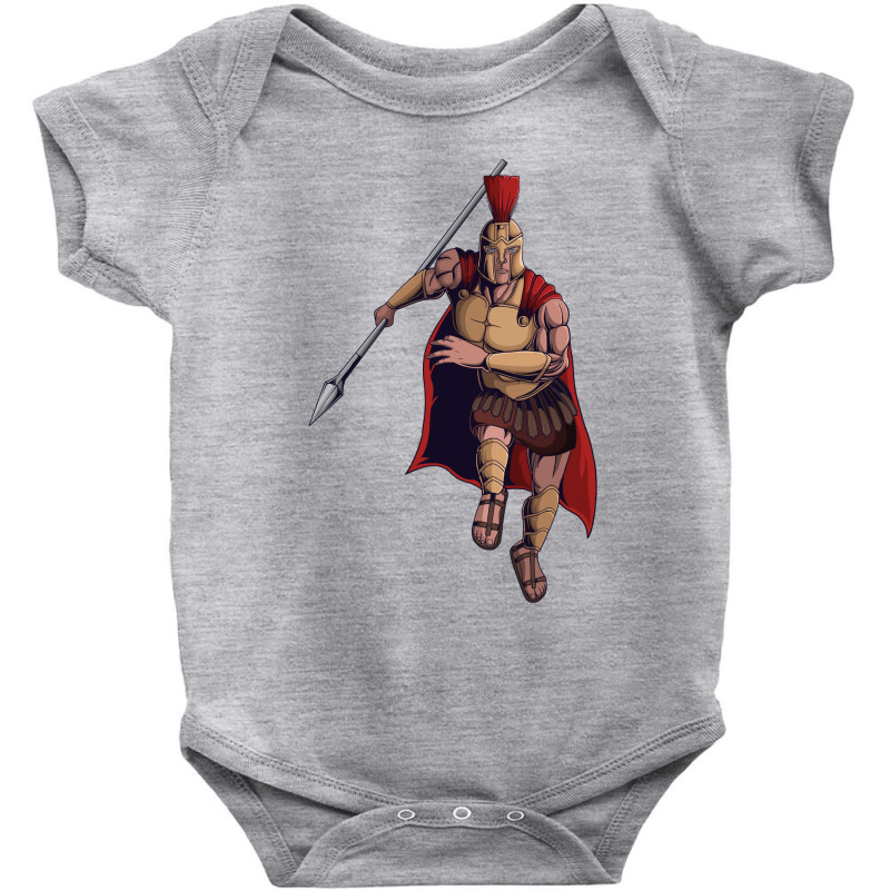 Spartan Warrior Mascot Character Design Vector Illustration Baby Bodysuit by Ardiyannugraha | Artistshot