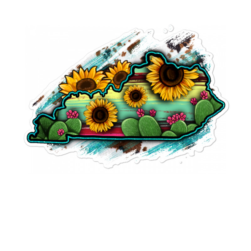 Kentucky Map Sunflower Cactus Serape Sticker | Artistshot