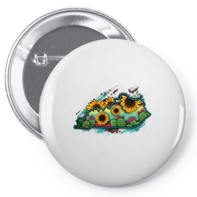 Kentucky Map Sunflower Cactus Serape Pin-back Button | Artistshot