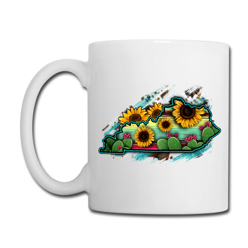 Kentucky Map Sunflower Cactus Serape Coffee Mug | Artistshot