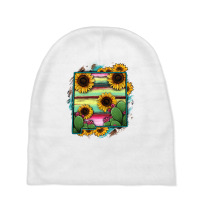 New Mexico Map Sunflower Cactus Serape Baby Beanies | Artistshot