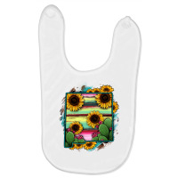 New Mexico Map Sunflower Cactus Serape Baby Bibs | Artistshot