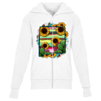 New Mexico Map Sunflower Cactus Serape Youth Zipper Hoodie | Artistshot