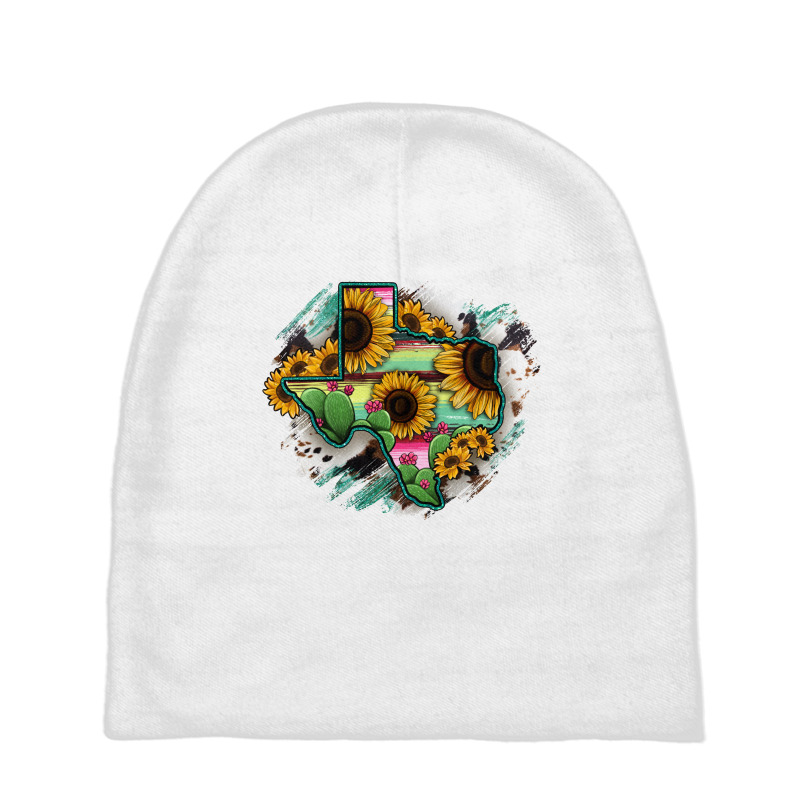 Texas Map Sunflower Cactus Serape Baby Beanies | Artistshot