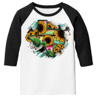 Texas Map Sunflower Cactus Serape Youth 3/4 Sleeve | Artistshot