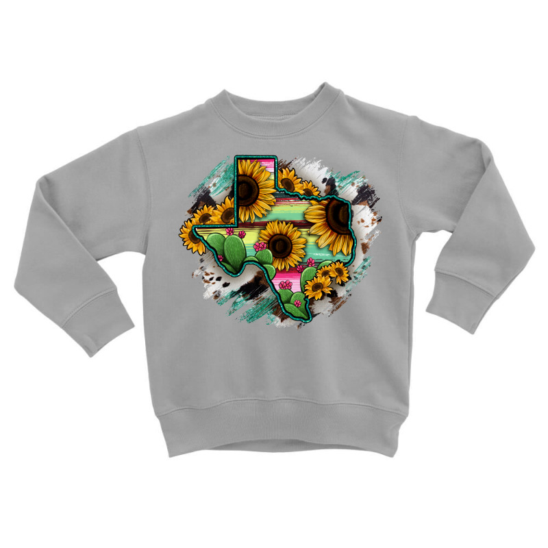 Texas Map Sunflower Cactus Serape Toddler Sweatshirt | Artistshot