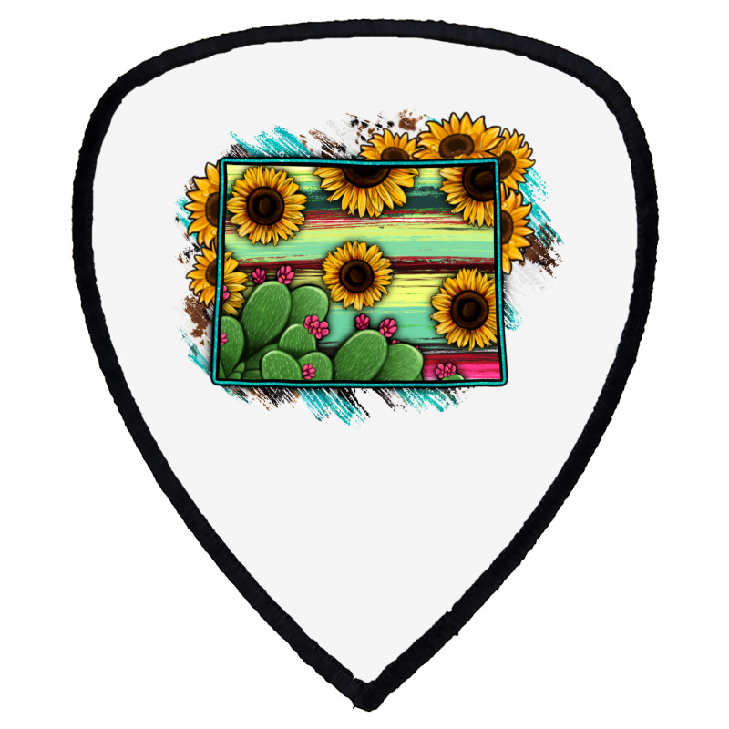 Wyoming Map Sunflower Cactus Serape Shield S Patch | Artistshot