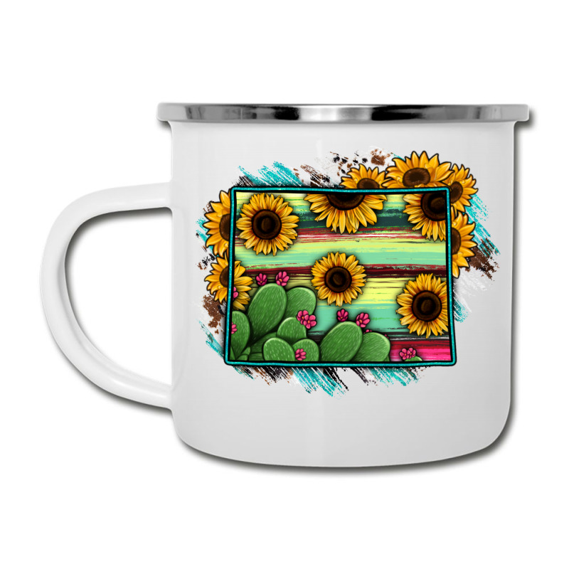 Wyoming Map Sunflower Cactus Serape Camper Cup | Artistshot