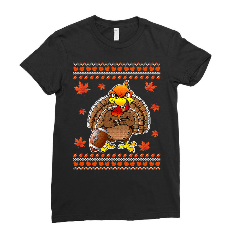 Football Turkey Football Thankful Thanksgiving Christmas Funny 404 Ladies Fitted T-Shirt by hopelessoon | Artistshot