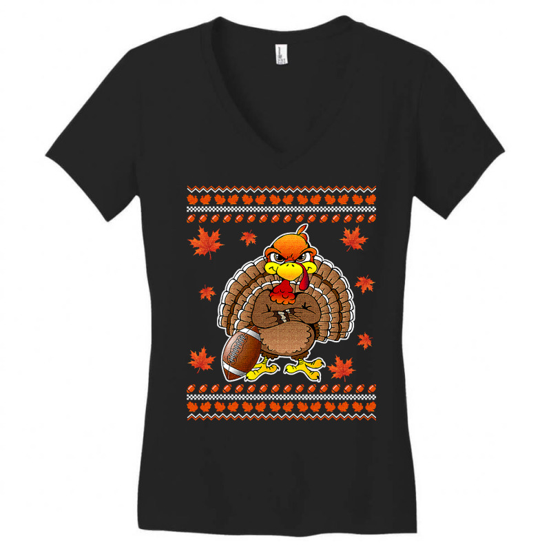 Football Turkey Football Thankful Thanksgiving Christmas Funny 404 Women's V-Neck T-Shirt by hopelessoon | Artistshot