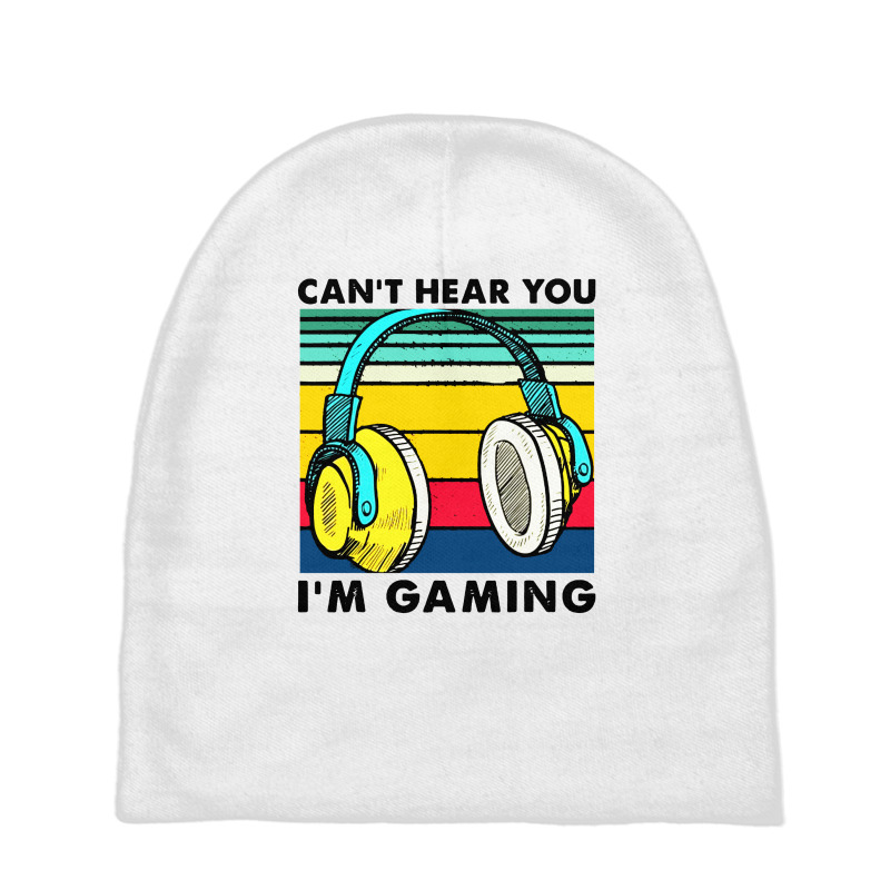 Vintage Headphone Can't Hear You I'm Gaming Baby Beanies by William Art | Artistshot