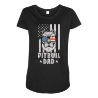 Mens Pitbull Dad American Usa Flag | Pitbull Dog Lovers Maternity Scoop Neck T-shirt | Artistshot