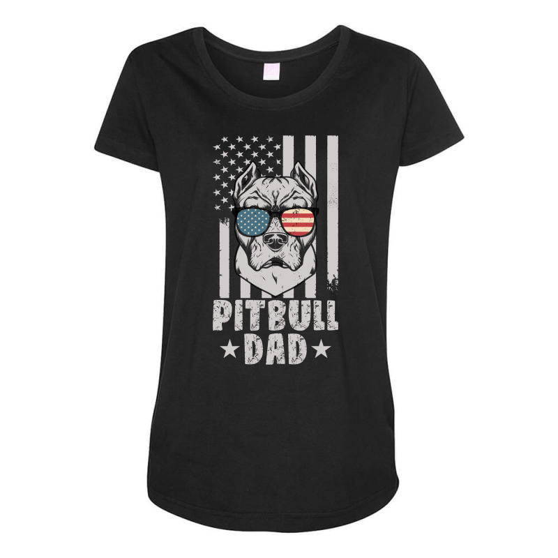 Mens Pitbull Dad American Usa Flag | Pitbull Dog Lovers Maternity Scoop Neck T-shirt by John Phillips | Artistshot